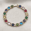 Pulsera Tennis 03.130.0032.4.07 Oro Laminado, con Zirconia Cubica Multicolor y Blanca, Pulido, Tono Dorado (Grosor 08 MM, 8 Pulgadas de Largo)