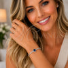 Pulsera Elegante 03.130.0033.07 Rodio Laminado, Diseño de Cluster, con Zirconia Cubica Zafiro Azul y Blanca, Pulido, Rodinado (Grosor 02.5 MM, 7 Pulgadas de Largo)
