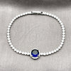 Pulsera Elegante 03.130.0033.07 Rodio Laminado, Diseño de Cluster, con Zirconia Cubica Zafiro Azul y Blanca, Pulido, Rodinado (Grosor 02.5 MM, 7 Pulgadas de Largo)