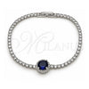 Pulsera Elegante 03.130.0033.07 Oro Laminado Blanco, Diseño de Cluster, con Zirconia Cubica Zafiro Azul y Blanca, Pulido, Rodinado (Grosor 02.5 MM, 7 Pulgadas de Largo)