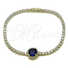 Pulsera Elegante 03.130.0033.07 Rodio Laminado, Diseño de Cluster, con Zirconia Cubica Zafiro Azul y Blanca, Pulido, Rodinado (Grosor 02.5 MM, 7 Pulgadas de Largo)