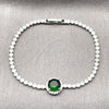 Pulsera Elegante 03.130.0033.1.07 Rodio Laminado, Diseño de Cluster, con Zirconia Cubica Verde y Blanca, Pulido, Rodinado (Grosor 02.5 MM, 7 Pulgadas de Largo)