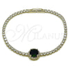 Pulsera Elegante 03.130.0033.1.07 Rodio Laminado, Diseño de Cluster, con Zirconia Cubica Verde y Blanca, Pulido, Rodinado (Grosor 02.5 MM, 7 Pulgadas de Largo)