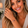 Pulsera Elegante 03.130.0033.2.07 Rodio Laminado, Diseño de Cluster, con Zirconia Cubica Rubi y Blanca, Pulido, Rodinado (Grosor 02.5 MM, 7 Pulgadas de Largo)