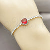 Pulsera Elegante 03.130.0033.2.07 Rodio Laminado, Diseño de Cluster, con Zirconia Cubica Rubi y Blanca, Pulido, Rodinado (Grosor 02.5 MM, 7 Pulgadas de Largo)