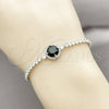 Pulsera Elegante 03.130.0033.3.07 Rodio Laminado, Diseño de Cluster, con Zirconia Cubica Negro y Blanca, Pulido, Rodinado (Grosor 02.5 MM, 7 Pulgadas de Largo)