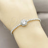 Pulsera Elegante 03.130.0033.4.07 Rodio Laminado, Diseño de Cluster, con Zirconia Cubica Blanca, Pulido, Rodinado (Grosor 02.5 MM, 7 Pulgadas de Largo)