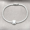 Pulsera Elegante 03.130.0033.4.07 Rodio Laminado, Diseño de Cluster, con Zirconia Cubica Blanca, Pulido, Rodinado (Grosor 02.5 MM, 7 Pulgadas de Largo)
