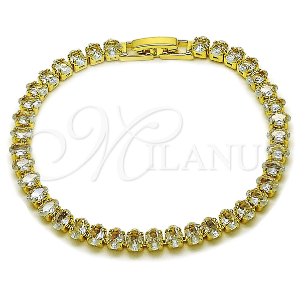 Pulsera Tennis 03.130.0034.07 Oro Laminado, con Zirconia Cubica Blanca, Pulido, Tono Dorado (Grosor 05 MM, 7 Pulgadas de Largo)