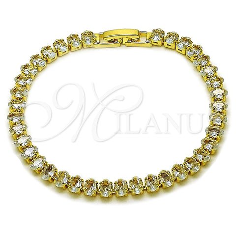 Pulsera Tennis 03.130.0034.07 Oro Laminado, con Zirconia Cubica Blanca, Pulido, Tono Dorado (Grosor 05 MM, 7 Pulgadas de Largo)