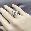 Anillo Multi Piedra 01.424.0021.1 Rodio Laminado, con Zirconia Cubica Blanca, Pulido, Rodinado (Talla Unica)