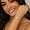 Pulsera Elegante 03.130.0035.07 Oro Laminado, Diseño de Corazón, con Zirconia Cubica Blanca, Pulido, Tono Dorado (Grosor 02.5 MM, 7 Pulgadas de Largo)