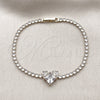 Pulsera Elegante 03.130.0035.07 Oro Laminado, Diseño de Corazón, con Zirconia Cubica Blanca, Pulido, Tono Dorado (Grosor 02.5 MM, 7 Pulgadas de Largo)