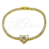 Pulsera Elegante 03.130.0035.07 Oro Laminado, Diseño de Corazón, con Zirconia Cubica Blanca, Pulido, Tono Dorado (Grosor 02.5 MM, 7 Pulgadas de Largo)