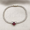 Pulsera Elegante 03.130.0035.1.07 Oro Laminado, Diseño de Corazón, con Zirconia Cubica Granate y Blanca, Pulido, Tono Dorado (Grosor 02.5 MM, 7 Pulgadas de Largo)
