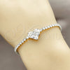 Pulsera Elegante 03.130.0035.2.07 Rodio Laminado, Diseño de Corazón, con Zirconia Cubica Blanca, Pulido, Rodinado (Grosor 02.5 MM, 7 Pulgadas de Largo)