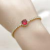 Pulsera Elegante 03.130.0033.5.07 Oro Laminado, Diseño de Cluster, con Zirconia Cubica Blanca y Granate, Pulido, Tono Dorado (Grosor 02.5 MM, 7 Pulgadas de Largo)