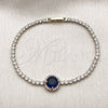 Pulsera Elegante 03.130.0033.6.07 Oro Laminado, Diseño de Cluster, con Zirconia Cubica Zafiro Azul y Blanca, Pulido, Tono Dorado (Grosor 02.5 MM, 7 Pulgadas de Largo)