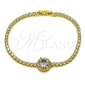Pulsera Elegante 03.130.0033.7.07 Oro Laminado, Diseño de Cluster, con Zirconia Cubica Blanca, Pulido, Tono Dorado (Grosor 02.5 MM, 7 Pulgadas de Largo)