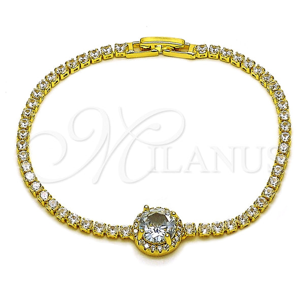 Pulsera Elegante 03.130.0033.7.07 Oro Laminado, Diseño de Cluster, con Zirconia Cubica Blanca, Pulido, Tono Dorado (Grosor 02.5 MM, 7 Pulgadas de Largo)