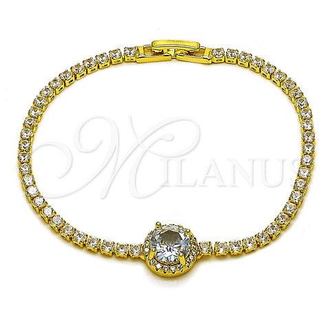 Pulsera Elegante 03.130.0033.7.07 Oro Laminado, Diseño de Cluster, con Zirconia Cubica Blanca, Pulido, Tono Dorado (Grosor 02.5 MM, 7 Pulgadas de Largo)