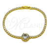 Pulsera Elegante 03.130.0033.7.07 Oro Laminado, Diseño de Cluster, con Zirconia Cubica Blanca, Pulido, Tono Dorado (Grosor 02.5 MM, 7 Pulgadas de Largo)