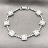 Pulsera Tennis 03.283.0526.2.07 Rodio Laminado, Diseño de Cluster, con Zirconia Cubica Blanca, Pulido, Rodinado (Grosor 08.8 MM, 8 Pulgadas de Largo)