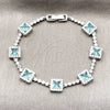 Pulsera Tennis 03.283.0526.3.07 Rodio Laminado, Diseño de Cluster, con Zirconia Cubica Indicolite y Blanca, Pulido, Rodinado (Grosor 08.8 MM, 8 Pulgadas de Largo)