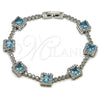 Pulsera Tennis 03.283.0526.3.07 Rodio Laminado, Diseño de Cluster, con Zirconia Cubica Indicolite y Blanca, Pulido, Rodinado (Grosor 08.8 MM, 8 Pulgadas de Largo)