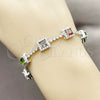 Pulsera Tennis 03.283.0526.4.07 Rodio Laminado, Diseño de Cluster, con Zirconia Cubica Multicolor y Blanca, Pulido, Rodinado (Grosor 08.8 MM, 8 Pulgadas de Largo)