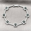 Pulsera Tennis 03.283.0526.5.07 Rodio Laminado, Diseño de Cluster, con Zirconia Cubica Negro y Blanca, Pulido, Rodinado (Grosor 08.8 MM, 8 Pulgadas de Largo)