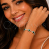 Pulsera Tennis 03.283.0526.6.07 Oro Laminado Blanco, Diseño de Cluster, con Zirconia Cubica Verde y Blanca, Pulido, Rodinado (Grosor 08.8 MM, 8 Pulgadas de Largo)