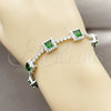 Pulsera Tennis 03.283.0526.6.07 Rodio Laminado, Diseño de Cluster, con Zirconia Cubica Verde y Blanca, Pulido, Rodinado (Grosor 08.8 MM, 8 Pulgadas de Largo)