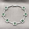 Pulsera Tennis 03.283.0526.6.07 Rodio Laminado, Diseño de Cluster, con Zirconia Cubica Verde y Blanca, Pulido, Rodinado (Grosor 08.8 MM, 8 Pulgadas de Largo)