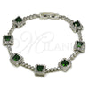 Pulsera Tennis 03.283.0526.6.07 Rodio Laminado, Diseño de Cluster, con Zirconia Cubica Verde y Blanca, Pulido, Rodinado (Grosor 08.8 MM, 8 Pulgadas de Largo)