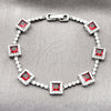 Pulsera Tennis 03.283.0526.7.07 Rodio Laminado, Diseño de Cluster, con Zirconia Cubica Granate y Blanca, Pulido, Rodinado (Grosor 08.8 MM, 8 Pulgadas de Largo)