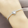 Pulsera Elegante 03.130.0036.07 Rodio Laminado, Diseño de Corazón y Cluster, con Zirconia Cubica Blanca, Pulido, Rodinado (Grosor 02.5 MM, 7 Pulgadas de Largo)