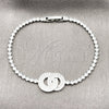 Pulsera Elegante 03.130.0037.07 Rodio Laminado, con Zirconia Cubica Blanca, Pulido, Rodinado (Grosor 02.5 MM, 7 Pulgadas de Largo)