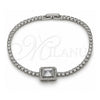 Pulsera Elegante 03.130.0038.07 Oro Laminado Blanco, Diseño de Cluster, con Zirconia Cubica Blanca y Micro Pave Blanca, Pulido, Rodinado (Grosor 02.5 MM, 7 Pulgadas de Largo)