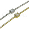 Pulsera Elegante 03.130.0038.07 Rodio Laminado, Diseño de Cluster, con Zirconia Cubica Blanca y Micro Pave Blanca, Pulido, Rodinado (Grosor 02.5 MM, 7 Pulgadas de Largo)