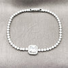 Pulsera Elegante 03.130.0039.07 Rodio Laminado, Diseño de Cluster, con Zirconia Cubica Blanca y Micro Pave Blanca, Pulido, Rodinado (Grosor 02.5 MM, 7 Pulgadas de Largo)