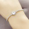 Pulsera Elegante 03.130.0040.07 Rodio Laminado, Diseño de Gota y Cluster, con Zirconia Cubica Blanca y Micro Pave Blanca, Pulido, Rodinado (Grosor 02.5 MM, 7 Pulgadas de Largo)