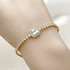 Pulsera Elegante 03.130.0039.1.07 Oro Laminado, Diseño de Cluster, con Zirconia Cubica Blanca y Micro Pave Blanca, Pulido, Tono Dorado (Grosor 02.5 MM, 7 Pulgadas de Largo)