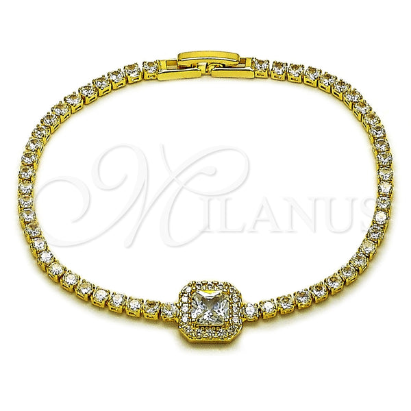 Pulsera Elegante 03.130.0039.1.07 Oro Laminado, Diseño de Cluster, con Zirconia Cubica Blanca y Micro Pave Blanca, Pulido, Tono Dorado (Grosor 02.5 MM, 7 Pulgadas de Largo)