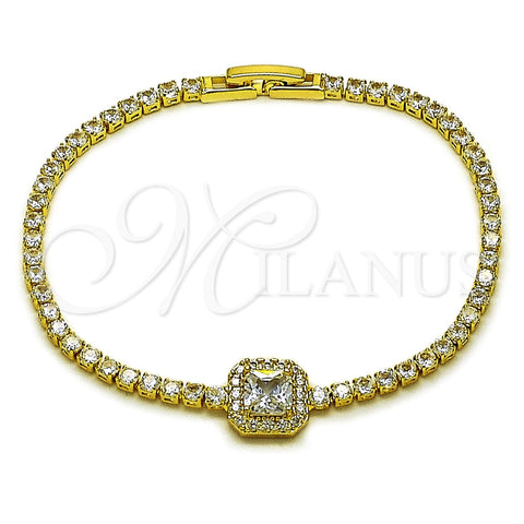Pulsera Elegante 03.130.0039.1.07 Oro Laminado, Diseño de Cluster, con Zirconia Cubica Blanca y Micro Pave Blanca, Pulido, Tono Dorado (Grosor 02.5 MM, 7 Pulgadas de Largo)