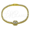 Pulsera Elegante 03.130.0039.1.07 Oro Laminado, Diseño de Cluster, con Zirconia Cubica Blanca y Micro Pave Blanca, Pulido, Tono Dorado (Grosor 02.5 MM, 7 Pulgadas de Largo)