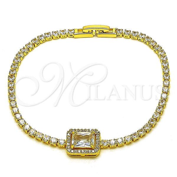 Pulsera Elegante 03.130.0038.1.07 Oro Laminado, Diseño de Cluster, con Zirconia Cubica Blanca y Micro Pave Blanca, Pulido, Tono Dorado (Grosor 02.5 MM, 7 Pulgadas de Largo)