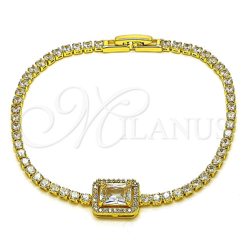 Pulsera Elegante 03.130.0038.1.07 Oro Laminado, Diseño de Cluster, con Zirconia Cubica Blanca y Micro Pave Blanca, Pulido, Tono Dorado (Grosor 02.5 MM, 7 Pulgadas de Largo)