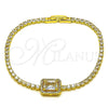 Pulsera Elegante 03.130.0038.1.07 Oro Laminado, Diseño de Cluster, con Zirconia Cubica Blanca y Micro Pave Blanca, Pulido, Tono Dorado (Grosor 02.5 MM, 7 Pulgadas de Largo)
