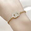 Pulsera Elegante 03.130.0037.1.07 Oro Laminado, con Zirconia Cubica Blanca, Pulido, Tono Dorado (Grosor 02.5 MM, 7 Pulgadas de Largo)